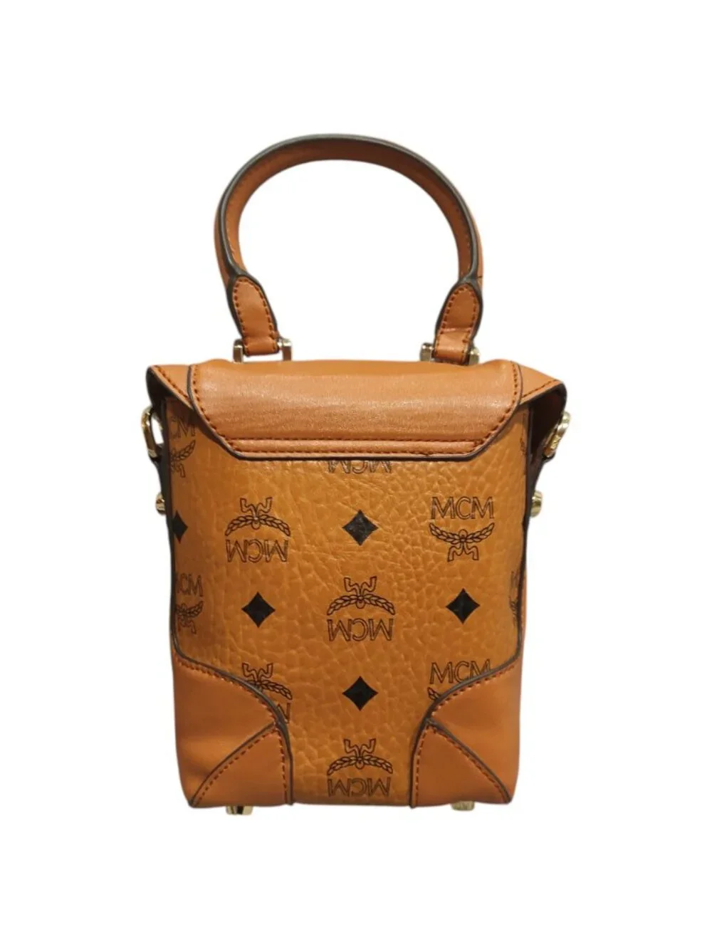 MCM Mini Bag Purse Brown/Cognac Klassik Crossbody in Visetos (missing strap)